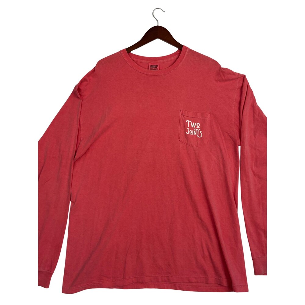 Two Joints Eternal Summer Comfort Colors XL Red Surf Wave Long Sleeve Pocket Tee